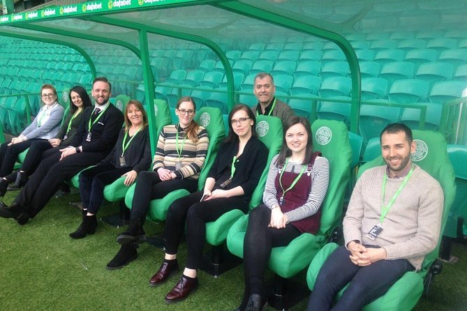 Celtic Park Tour & Dine Package - Sitting in the dugout at pitch level