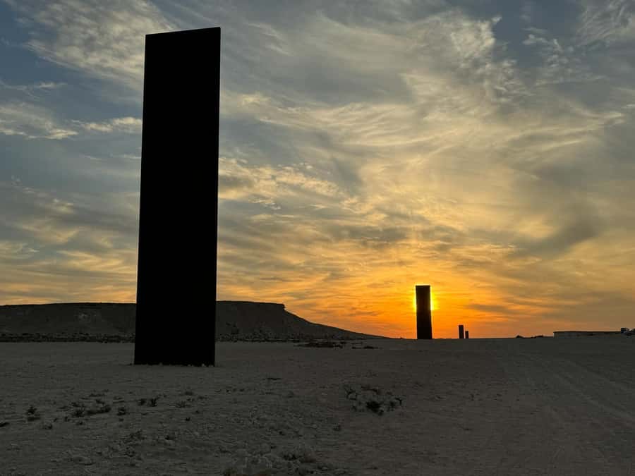 Explore West Qatar and Sheehaniya Camel racetrack visit. - Richard Serra’s steel plates change the scale of the desert