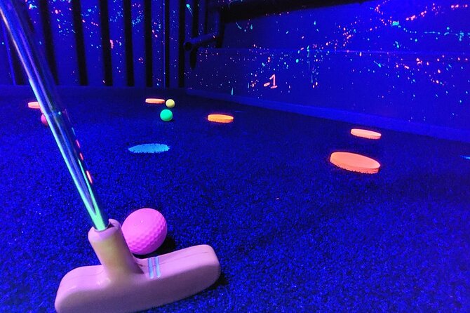 Indoor Illuminated 9 Hole Golf in Matlock Bath Peak District - What the glowing nine-hole course is really like