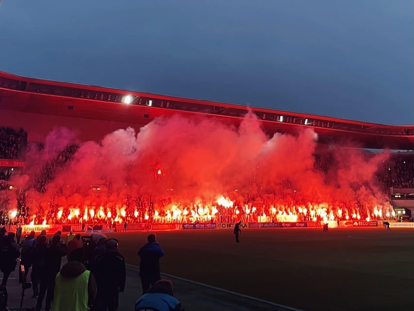 Prague: See a football game of Slavia or Sparta with a Local - Choosing a scarf at the Fortuna Arena fan shop