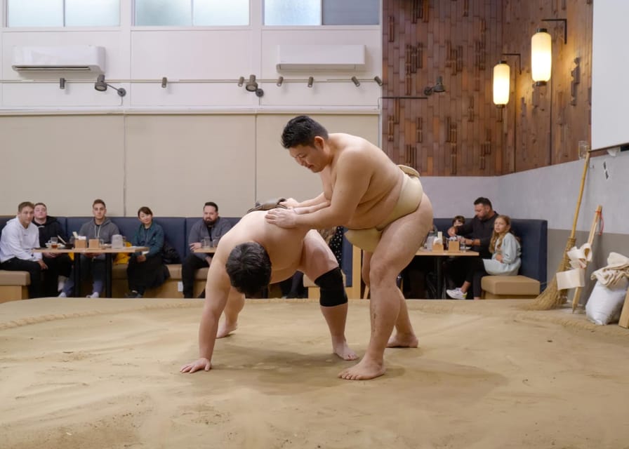 Tokyo: Challenge Sumo Wrestlers and Enjoy Meal - What happens during the 1.5-hour session