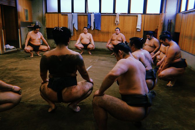 Tokyo Ryogoku Sumo Morning Practice + Photo Shoot with Wrestlers - Sitting Close to the Action